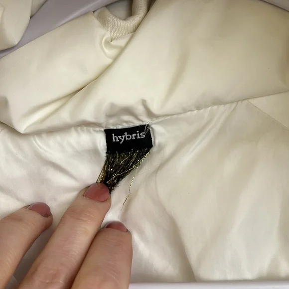 Hybris Y2K Made in Italy white down puffer jacket ruched 36 XS - Picture 4 of 11